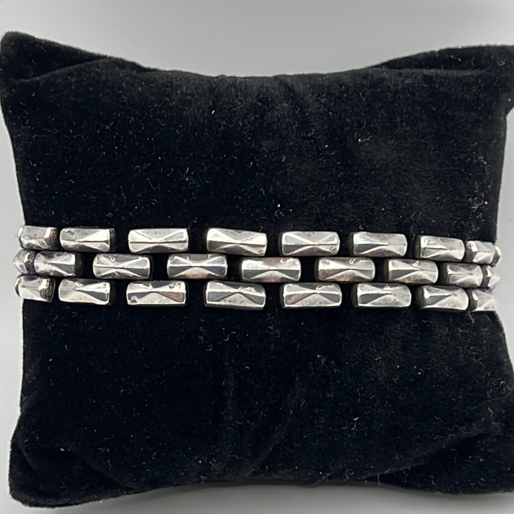 UNISEX MILOR ITALY STERLING SILVER LINK BRACELET PUSH CLASP WITH GUARD 8.5” LONG